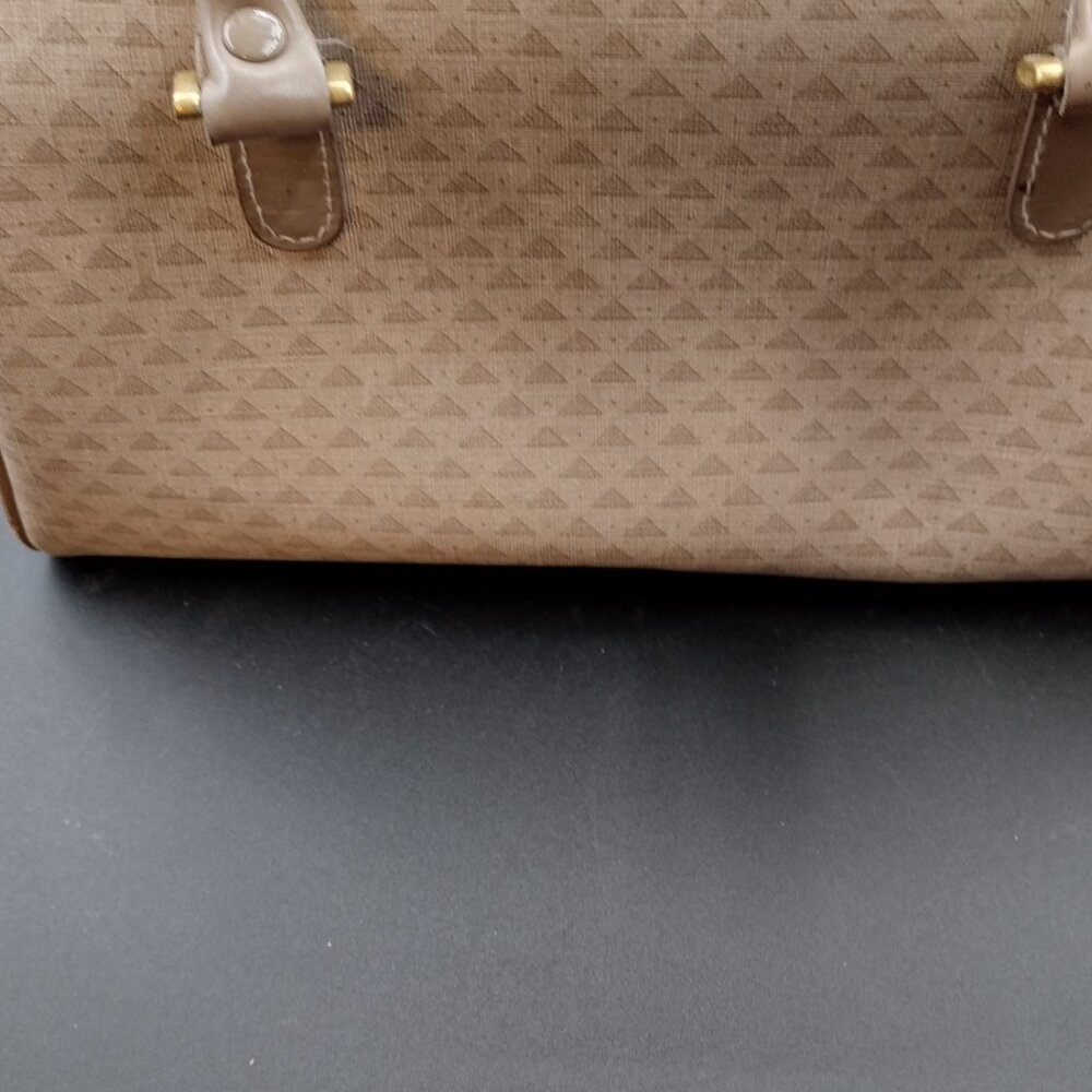 Vintage 1984 Liz Claiborne Hand Bag / Purse Tan beige Triangle Satchel - Picture 3 of 6